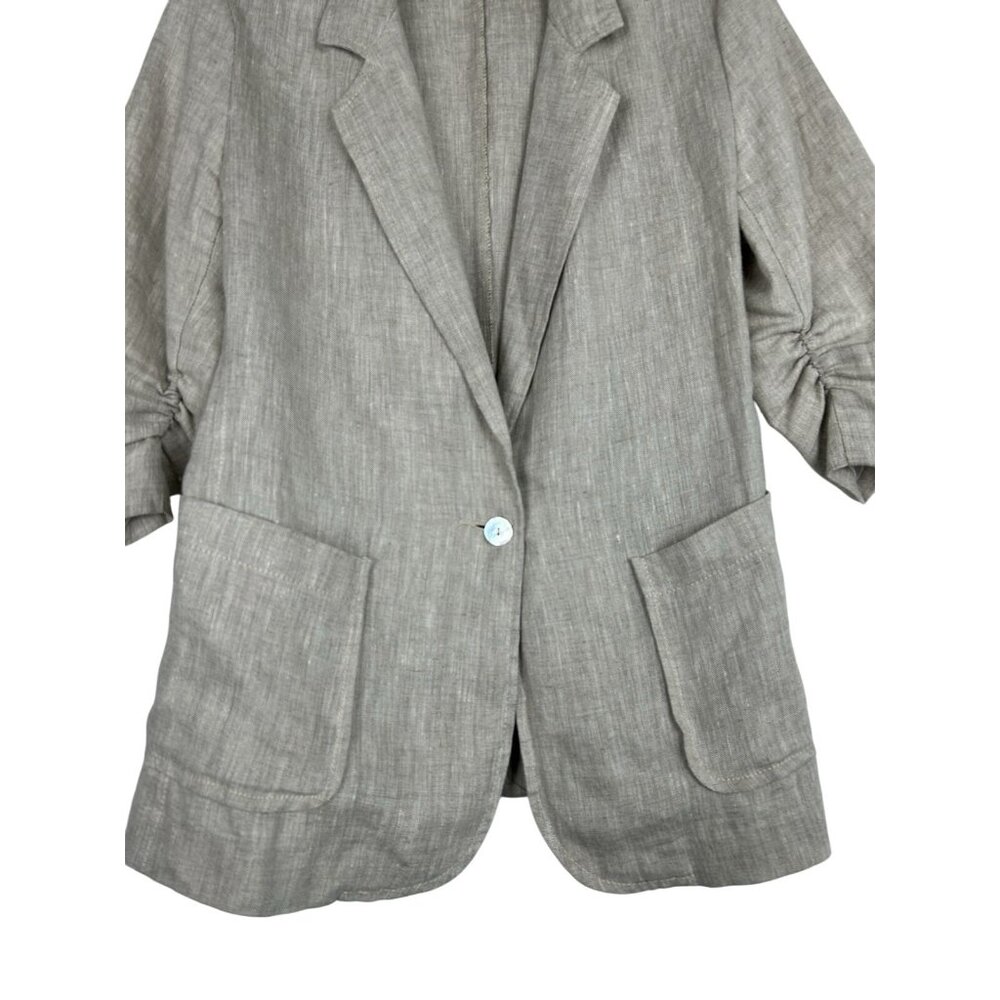 Karen Kane Jacket Women's S Beige Heather Linen Button Front Minimalist Capsule - Picture 9 of 11